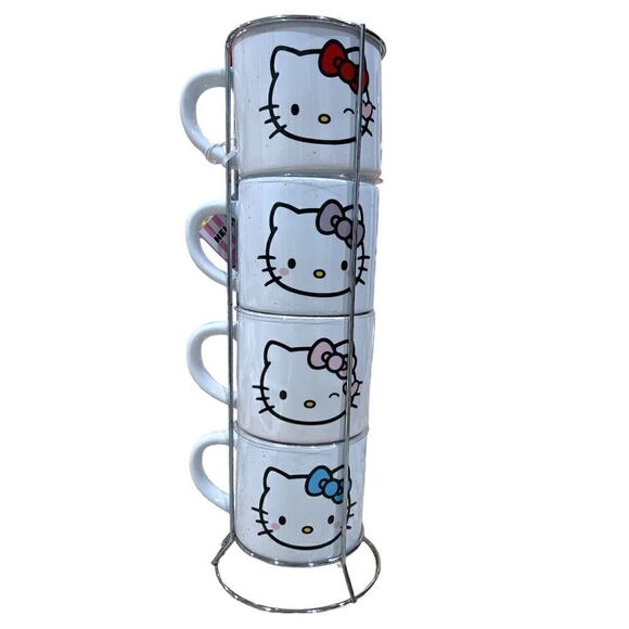 NWT Hello Kitty Stacked Ceramic Mugs 10oz each - Picture 1 of 3